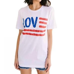 NEW KISSED APPAREL love for the flag graphic tee in white